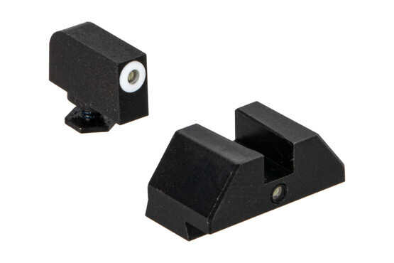 Night Fision Accur8 Perfect Dot night sight set with square notch, white front and black rear ring for the Glock G42 G43.